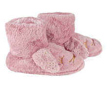 Load image into Gallery viewer, Pink fuzzy bunny slippers on a white background
