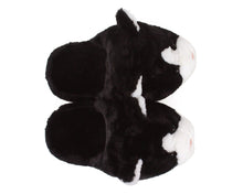 Load image into Gallery viewer, Black and White Kitty Slippers Top View
