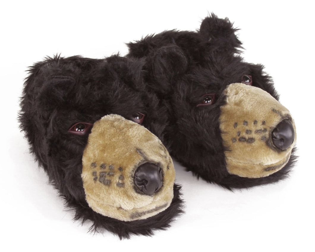 Black Bear Head Slippers 3/4 View