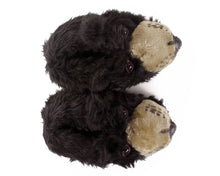 Load image into Gallery viewer, Black Bear Head Slippers Top View
