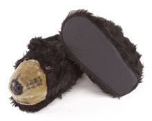 Load image into Gallery viewer, Black Bear Head Slippers Bottom View
