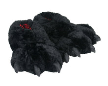 Load image into Gallery viewer, Black Bear Paw Slippers 3/4 View
