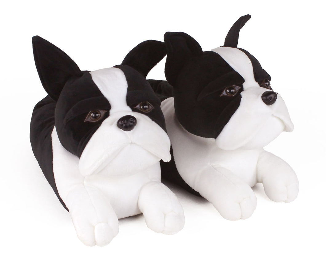 Boston Terrier Dog Slippers Front View