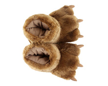 Load image into Gallery viewer, Brown Bear Paw Slippers Top View
