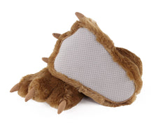 Load image into Gallery viewer, Brown Bear Paw Slippers Bottom View
