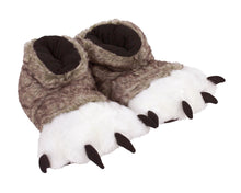 Load image into Gallery viewer, Brown Wolf Paw Slippers 3/4 View
