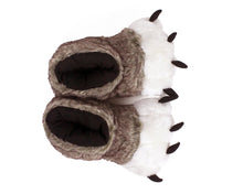 Load image into Gallery viewer, Brown Wolf Paw Slippers Top View
