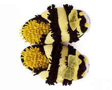 Load image into Gallery viewer, Fuzzy Bee Slippers Top View
