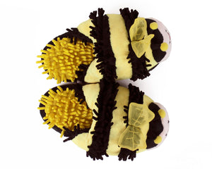 Fuzzy Bee Slippers Top View