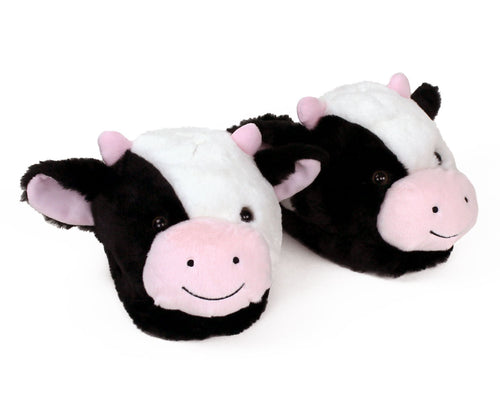 Fuzzy Cow Slippers 3/4 View