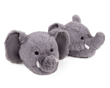 Load image into Gallery viewer, Fuzzy Elephant Slippers 3/4 View

