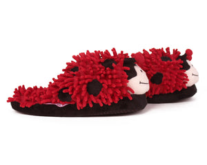 Fuzzy Ladybug Slippers Side View