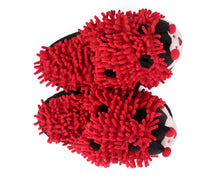 Load image into Gallery viewer, Fuzzy Ladybug Slippers Top View
