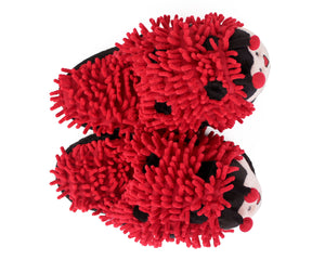 Fuzzy Ladybug Slippers Top View