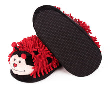 Load image into Gallery viewer, Fuzzy Ladybug Slippers Bottom View
