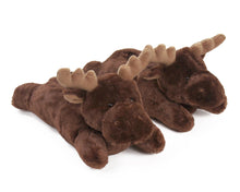 Load image into Gallery viewer, Fuzzy Moose Slippers 3/4 View
