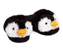 Load image into Gallery viewer, Fuzzy Penguin Slippers 3/4 View
