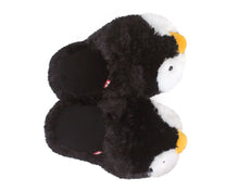 Load image into Gallery viewer, Fuzzy Penguin Slippers Top View
