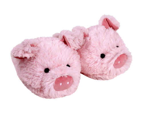 Fuzzy Pig Slippers 3/4 View