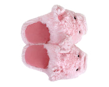 Load image into Gallery viewer, Fuzzy Pig Slippers Top View
