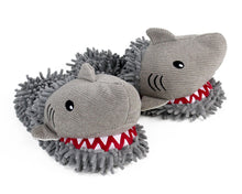 Load image into Gallery viewer, Fuzzy Shark Slippers 3/4 View
