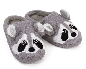 Gray Raccoon Slippers 3/4 View