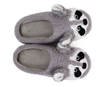 Load image into Gallery viewer, Gray Raccoon Slippers Top View
