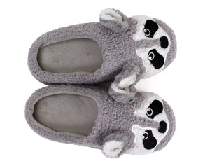 Gray Raccoon Slippers Top View