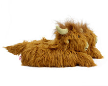 Load image into Gallery viewer, Highland Cattle Slippers Side View

