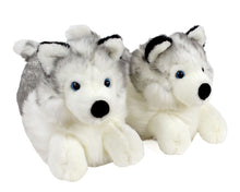 Load image into Gallery viewer, Husky Dog Slippers 3/4 View
