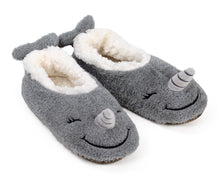 Load image into Gallery viewer, Narwhal Sock Slippers 3/4 View
