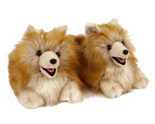 Pomeranian Dog Slippers 3/4 View