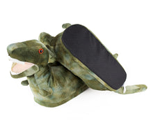 Load image into Gallery viewer, T-Rex Dinosaur Slippers Bottom View

