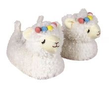 Load image into Gallery viewer, White Llama Slippers 3/4 View
