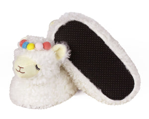 White Llama Slippers Bottom View