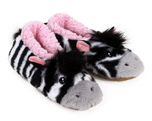 Load image into Gallery viewer, Zebra Sock Slippers 3/4 View
