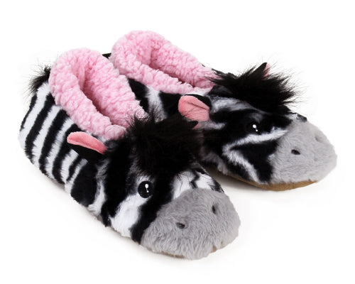 Zebra Sock Slippers 3/4 View